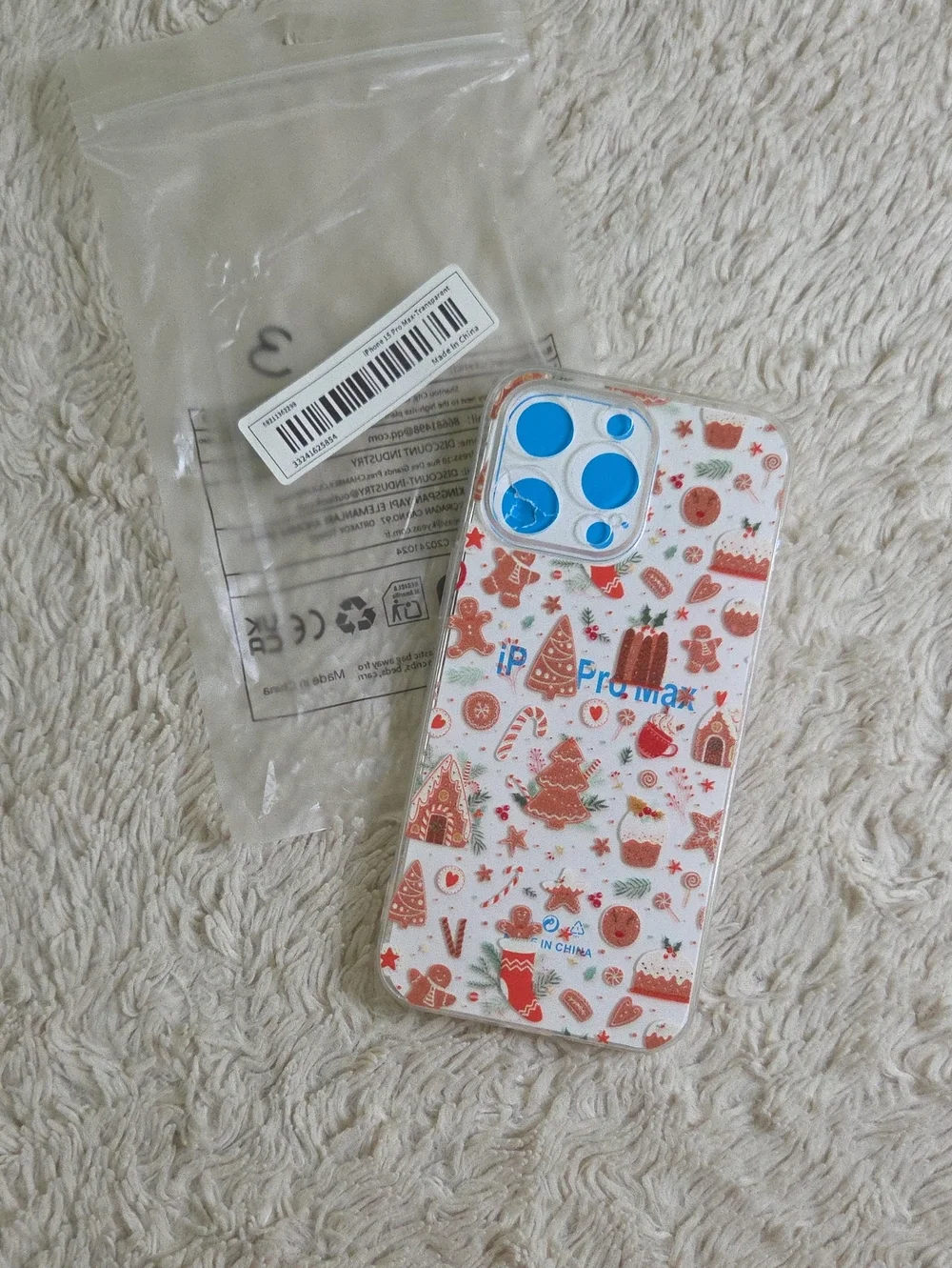 iphone 15 Pro Max Transparent Phone Case , Holiday Gingerbread Print